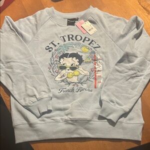 Betty Boop Light Blue Graphic Sweatshirt